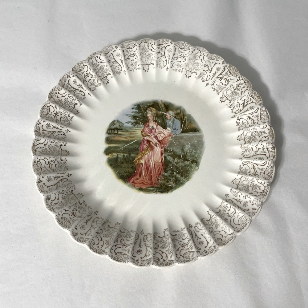 Vintage NASCO GARDEN WALL - 
22 K GOLD plate serving dish
